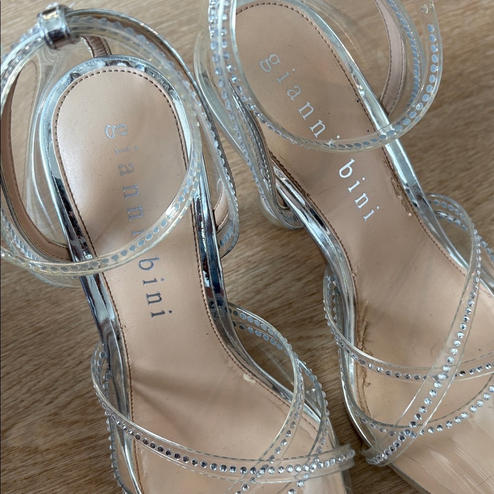 Gianni Bini Clear and Silver Strappy Heels - Picture 5 of 8